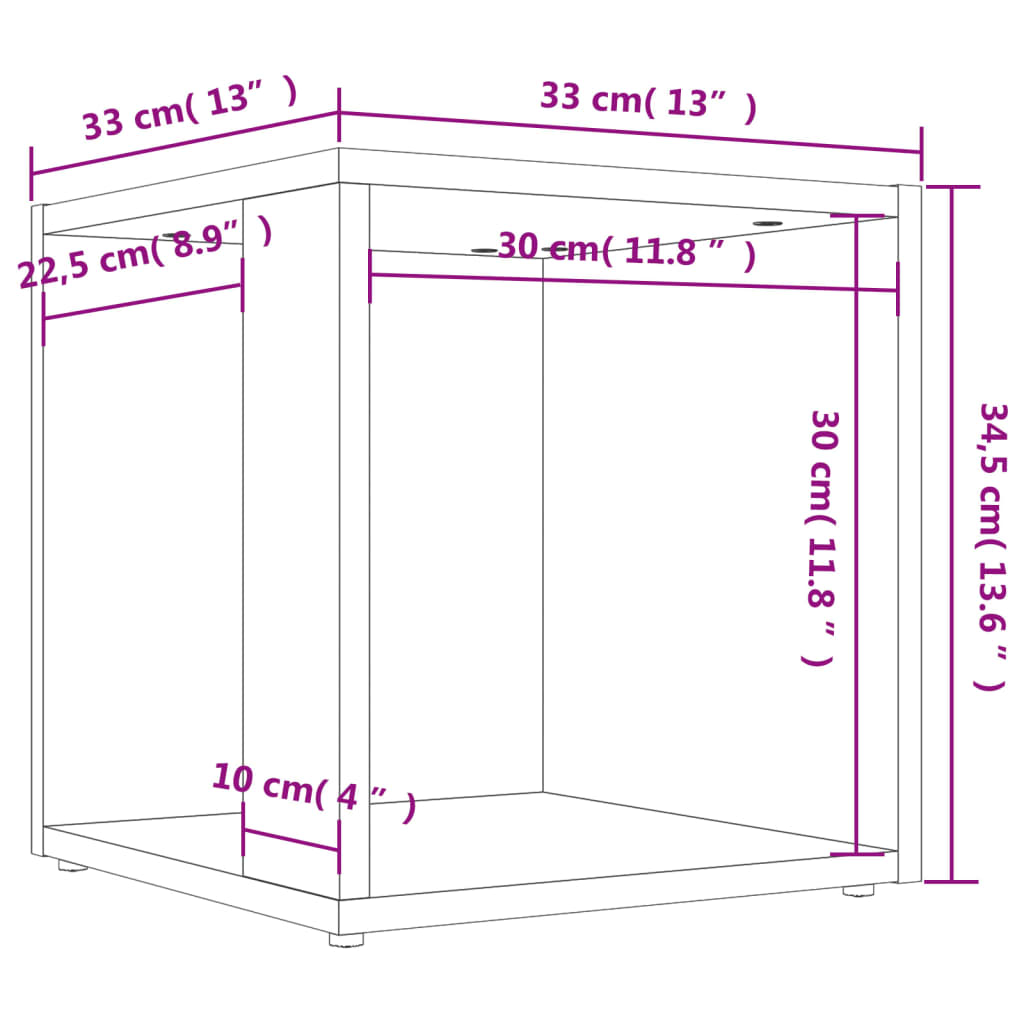vidaXL Table d'appoint Gris béton 33x33x34,5 cm Bois d'ingénierie