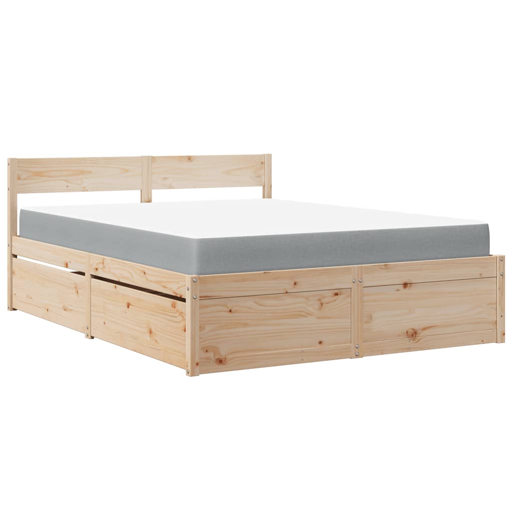 vidaXL Lit avec tiroirs et matelas 160x200 cm bois de pin massif