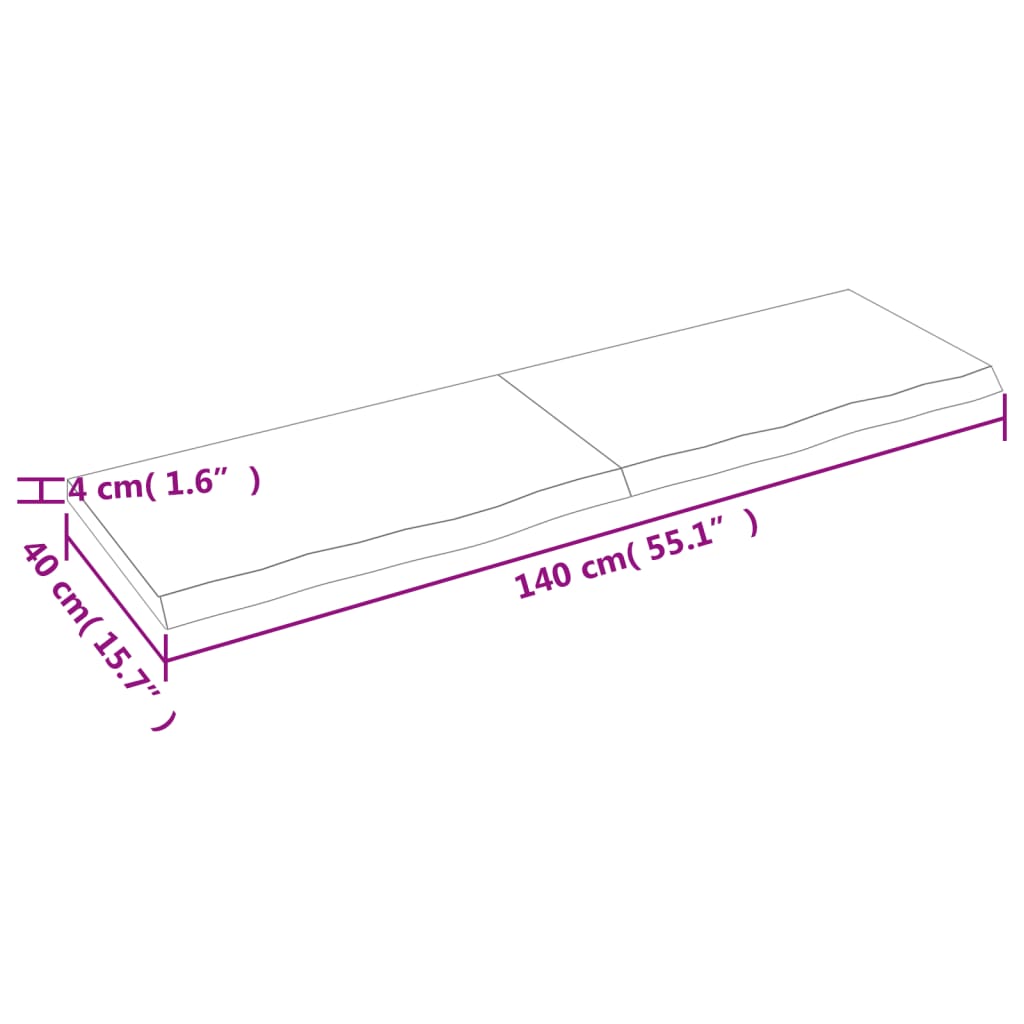 vidaXL Comptoir de salle de bain 140x40x(2-4)cm bois massif non traité