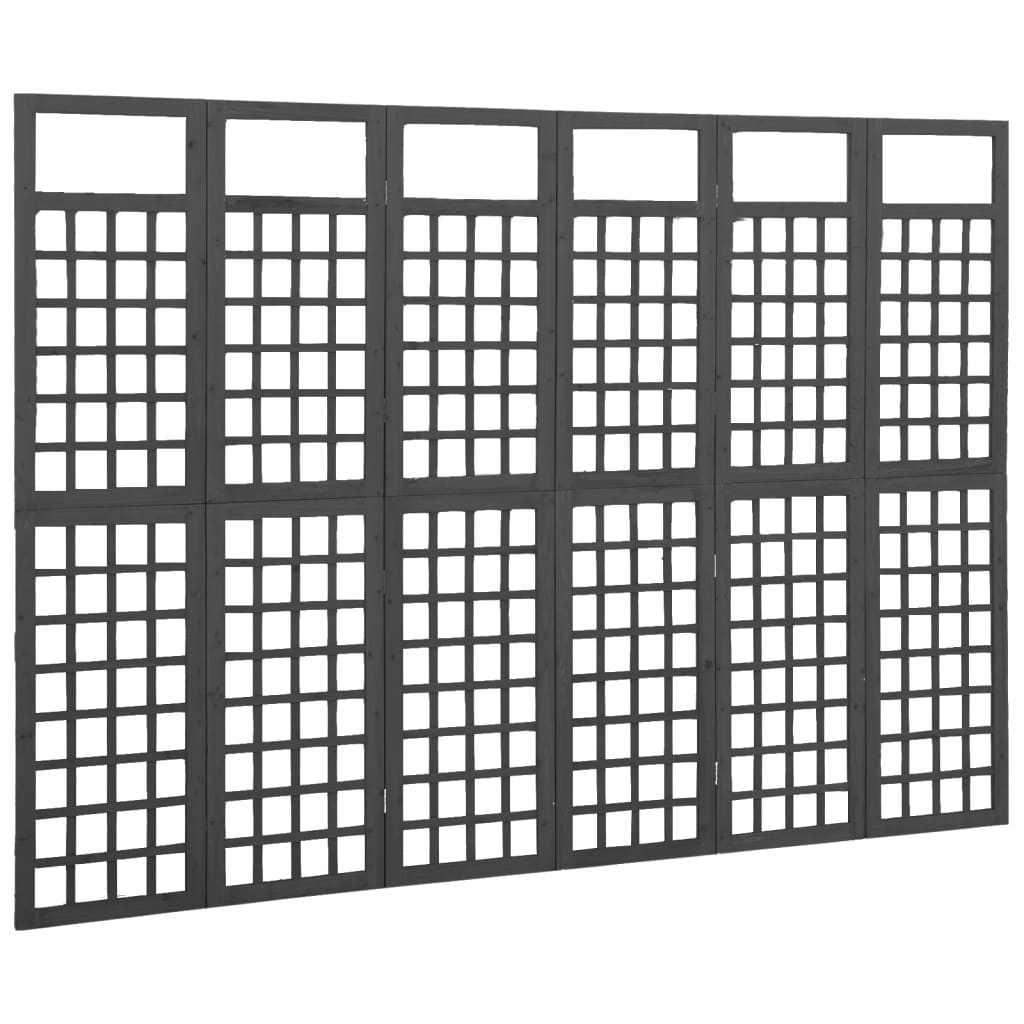 vidaXL Cloison de séparation à 6 panneaux Bois de pin Noir 242,5x180cm