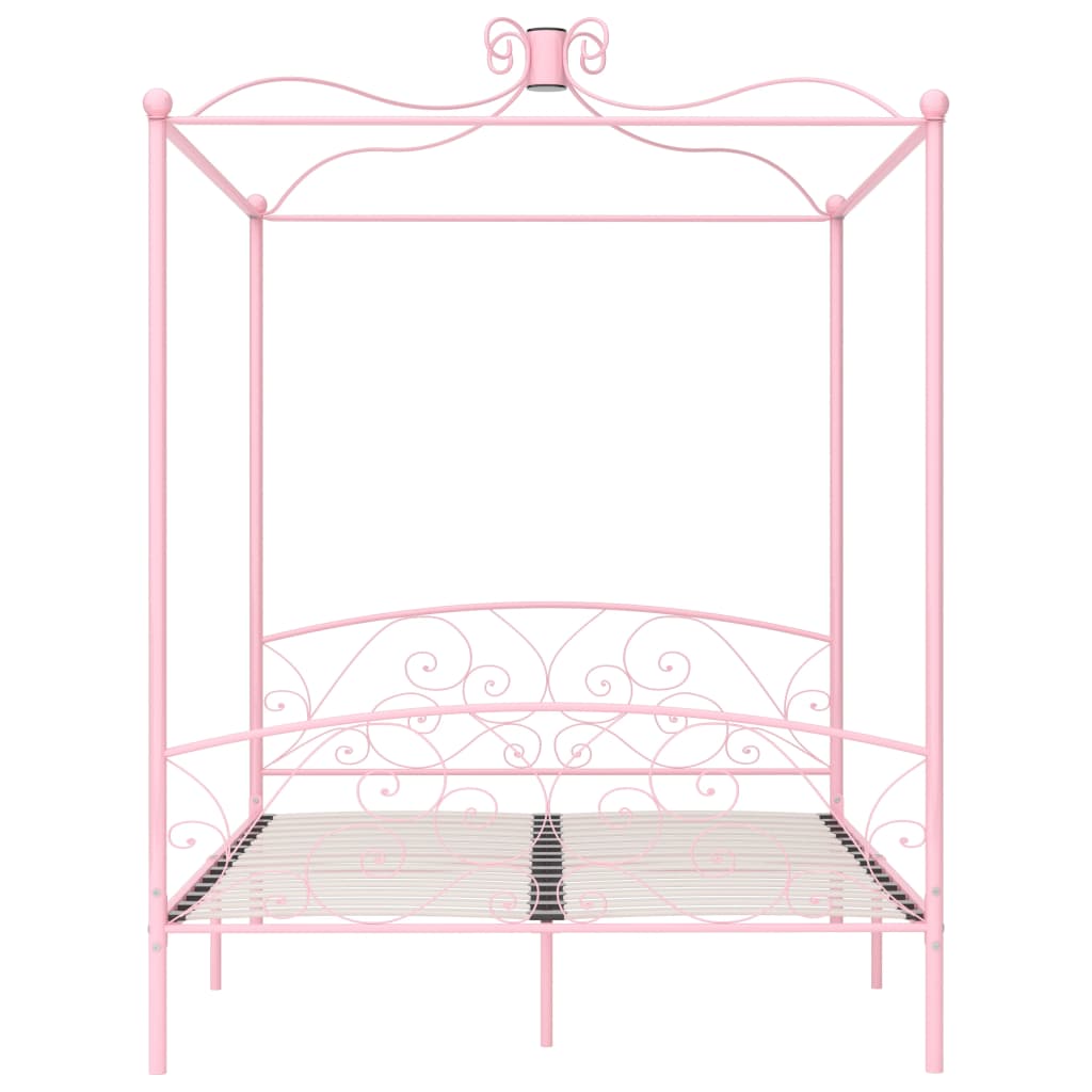 vidaXL Cadre de lit à baldaquin rose métal 180x200 cm