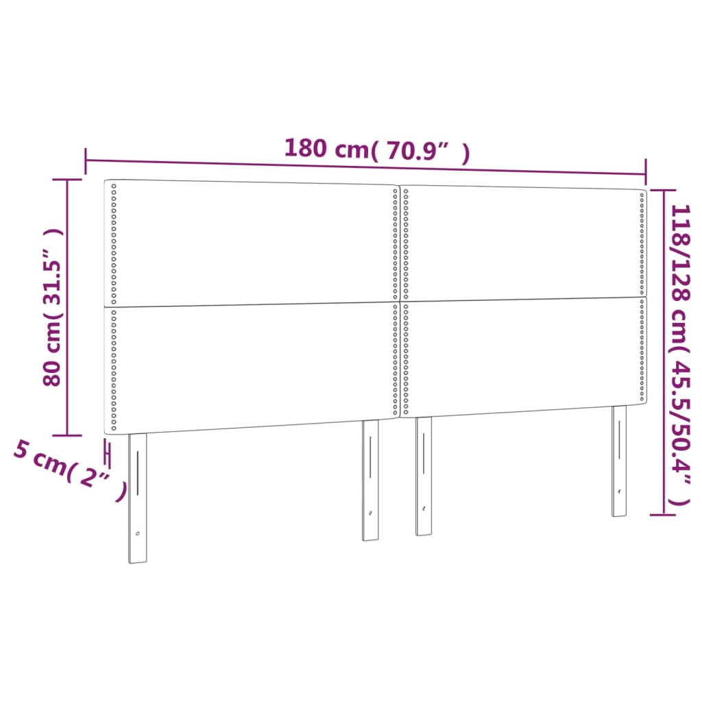 vidaXL Tête de lit à LED Rose 180x5x118/128 cm Velours