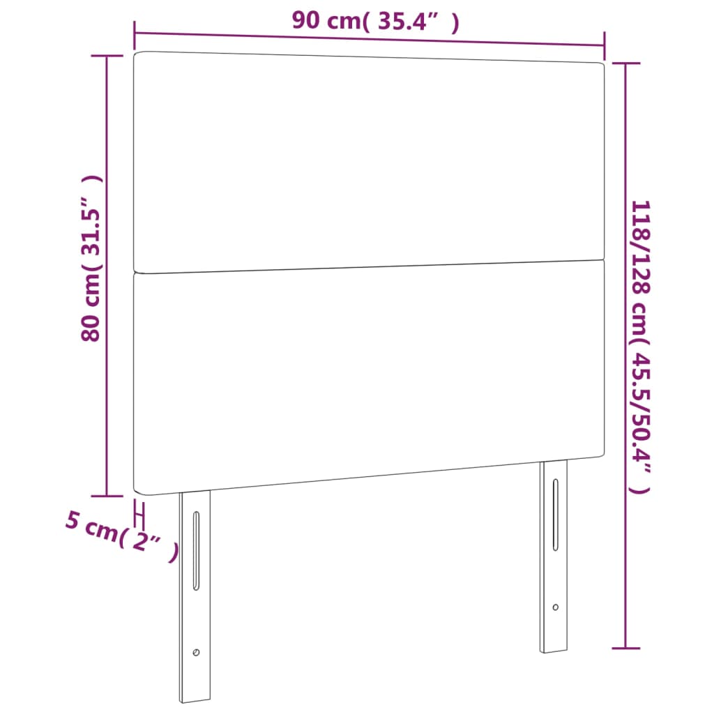 vidaXL Têtes de lit 2 pcs Gris clair 90x5x78/88 cm Velours