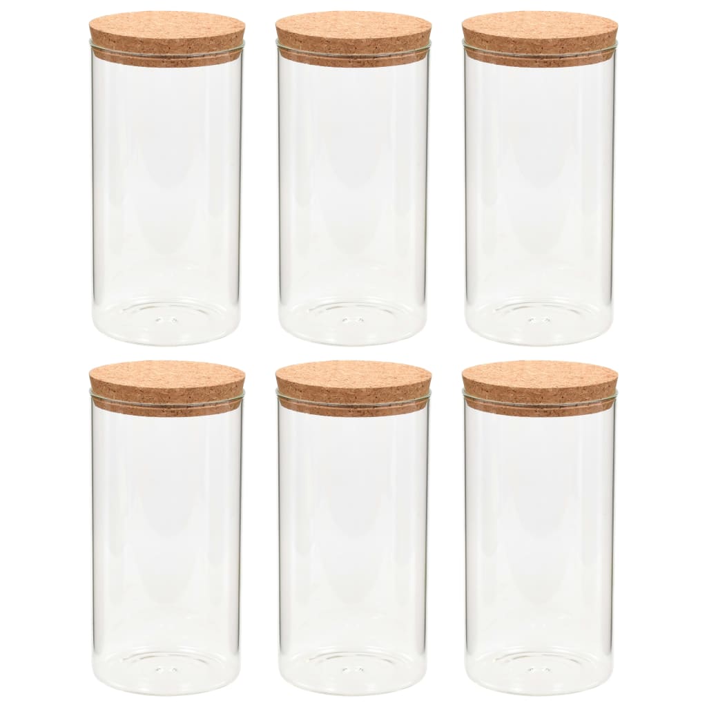 vidaXL 6pcs Pots de conservation en verre et couvercle en liège 1100ml