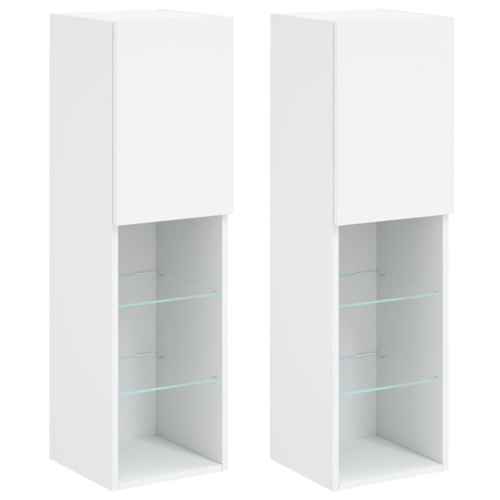 vidaXL Meubles TV avec lumières LED 2 pcs blanc 30,5x30x102 cm