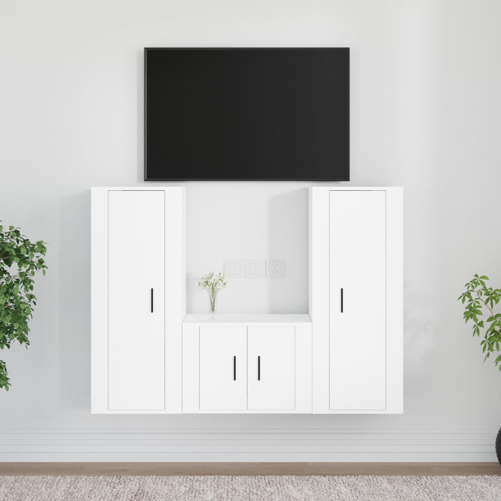 vidaXL Ensemble de meubles TV 3 pcs Blanc Bois d'ingénierie