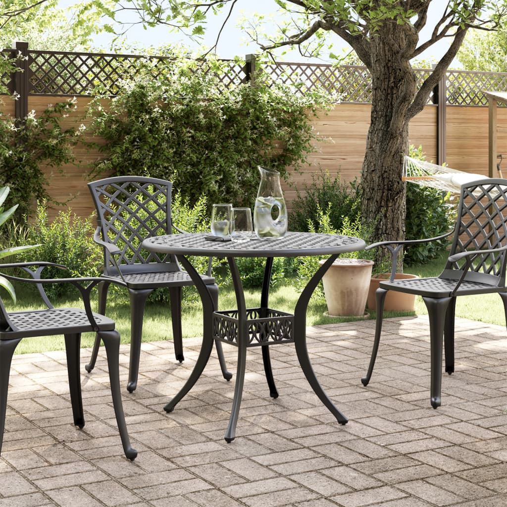 vidaXL Table de jardin noir Ø90x75 cm aluminium coulé