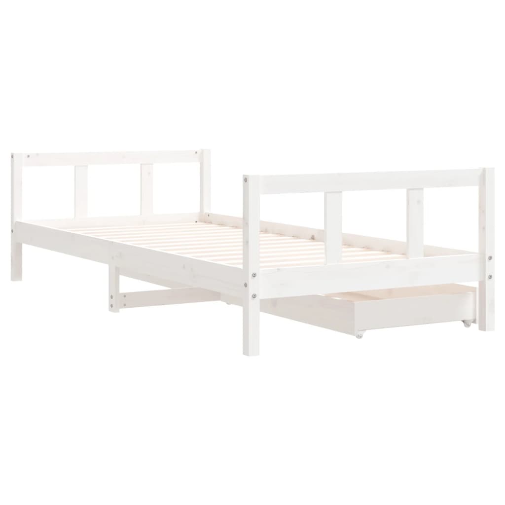 vidaXL Cadre de lit enfant tiroirs blanc 90x200 cm bois de pin massif