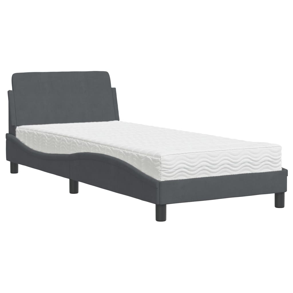 vidaXL Lit avec matelas gris foncé 80x200 cm velours