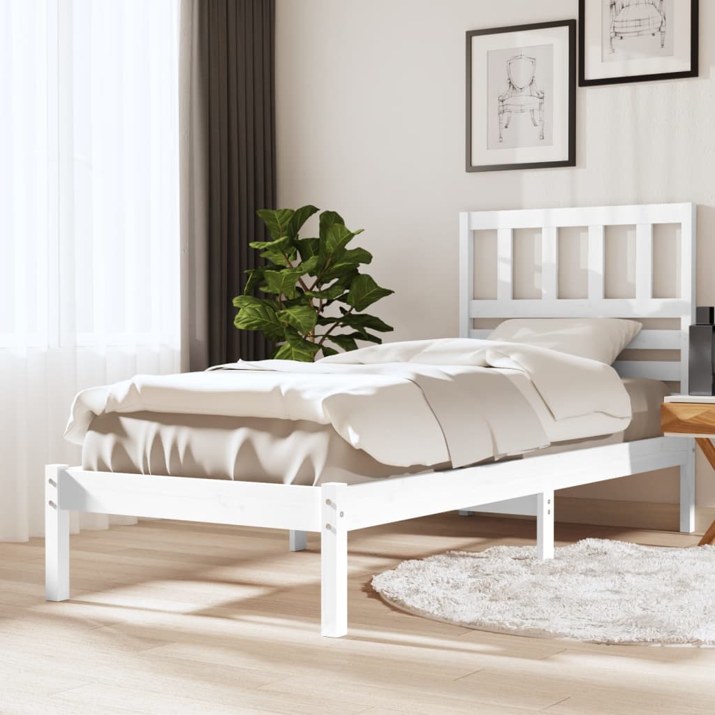 vidaXL Cadre de lit sans matelas blanc 75x190 cm bois de pin massif