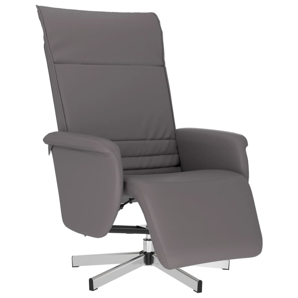 vidaXL Fauteuil inclinable avec repose-pieds gris similicuir