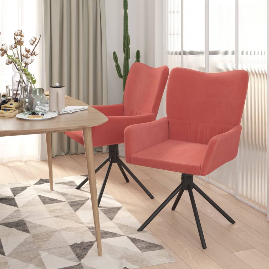 vidaXL Chaises pivotantes à manger lot de 2 Rose Velours