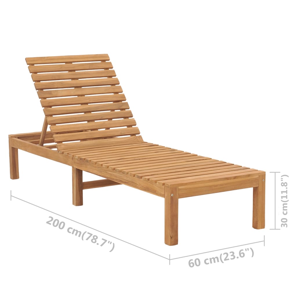 vidaXL Chaise longue bois de teck solide