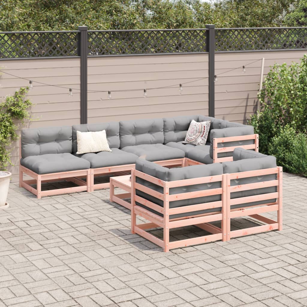 vidaXL Salon de jardin 8 pcs avec coussins sapin douglas solide