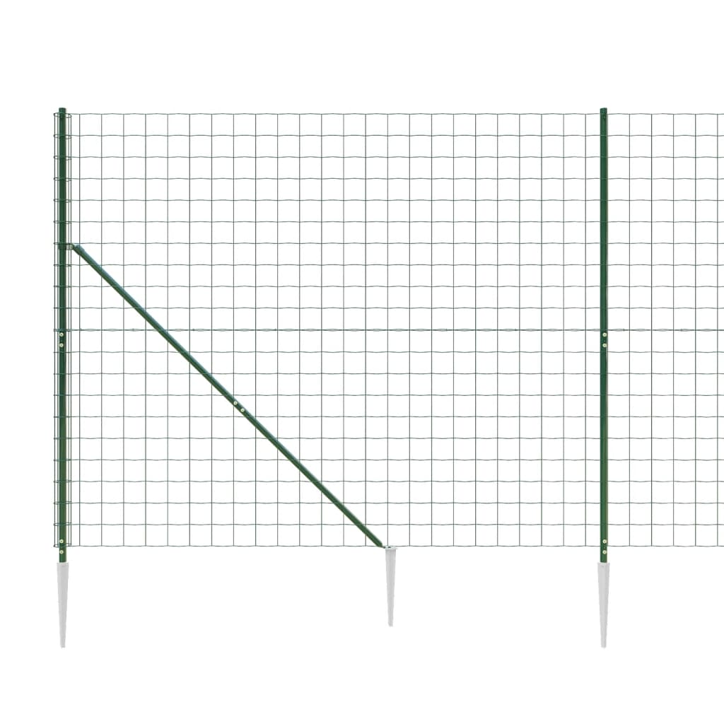 vidaXL Clôture en treillis métallique et piquet d'ancrage vert 2x10m