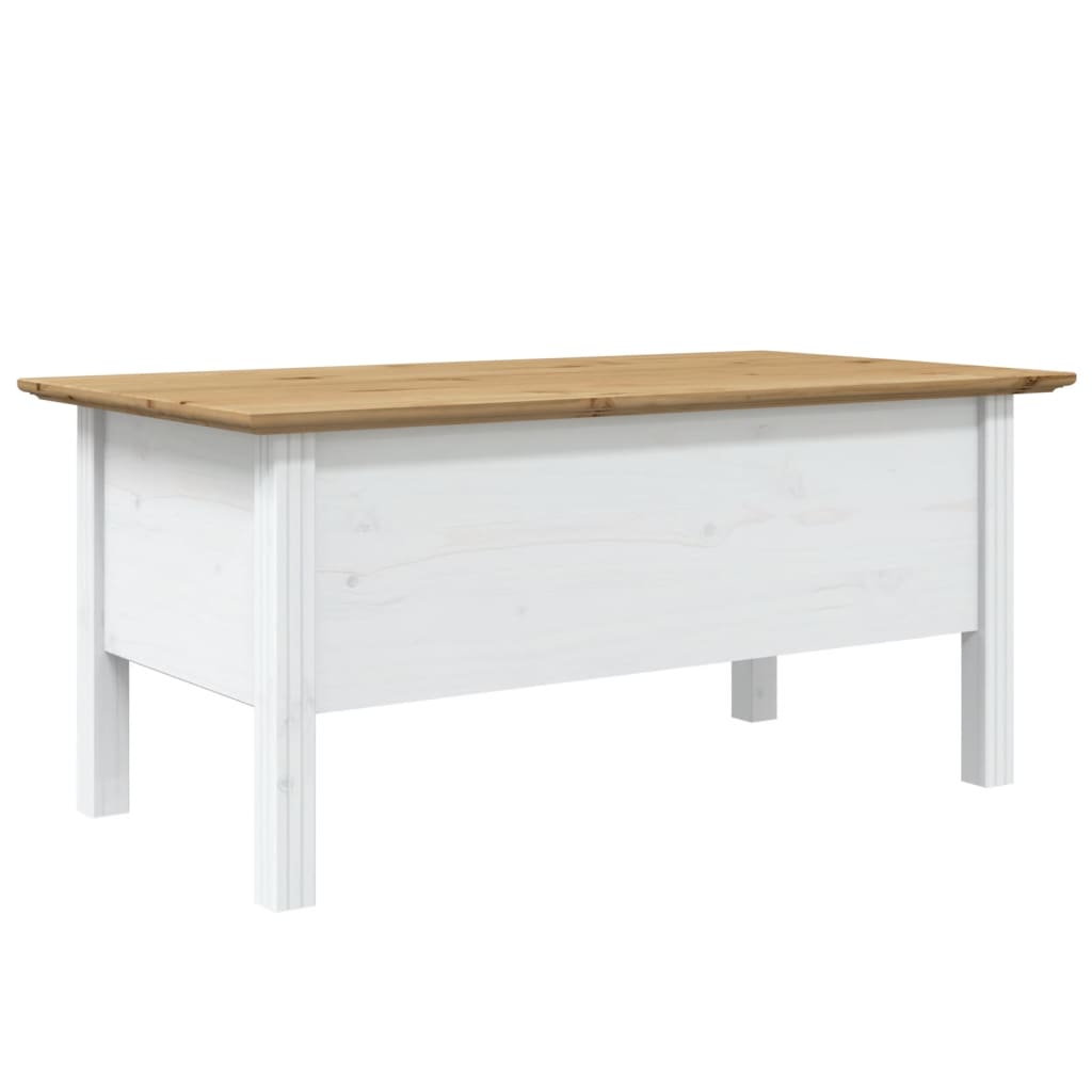 vidaXL Table basse BODO blanc et marron 100x55x46cm bois de pin massif
