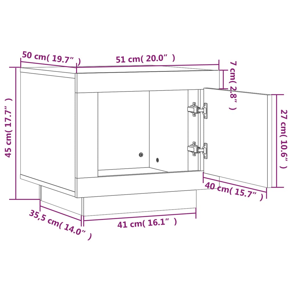 vidaXL Table basse Blanc et chêne sonoma 51x50x45 cm Bois d'ingénierie