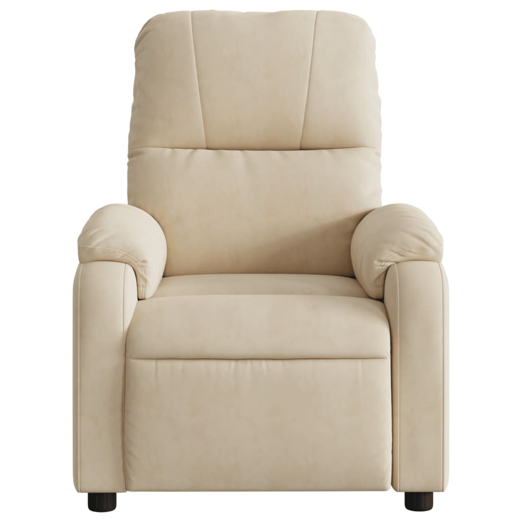 vidaXL Fauteuil inclinable de massage crème tissu microfibre