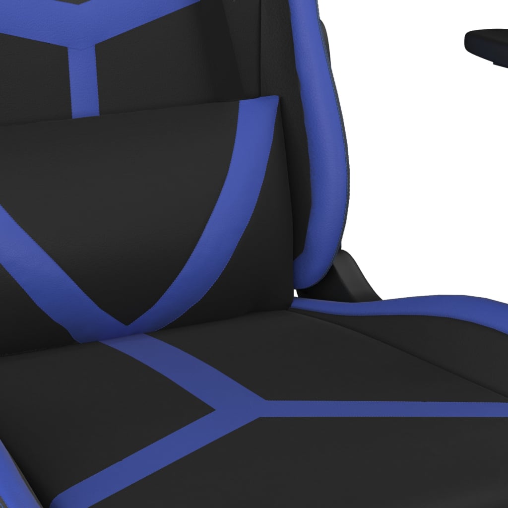 vidaXL Chaise de jeu de massage et repose-pied Noir et bleu Similicuir