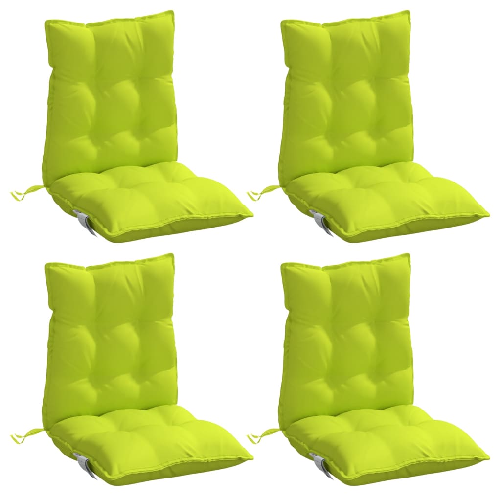 vidaXL Coussins de chaise à dossier bas lot de 4 vert vif