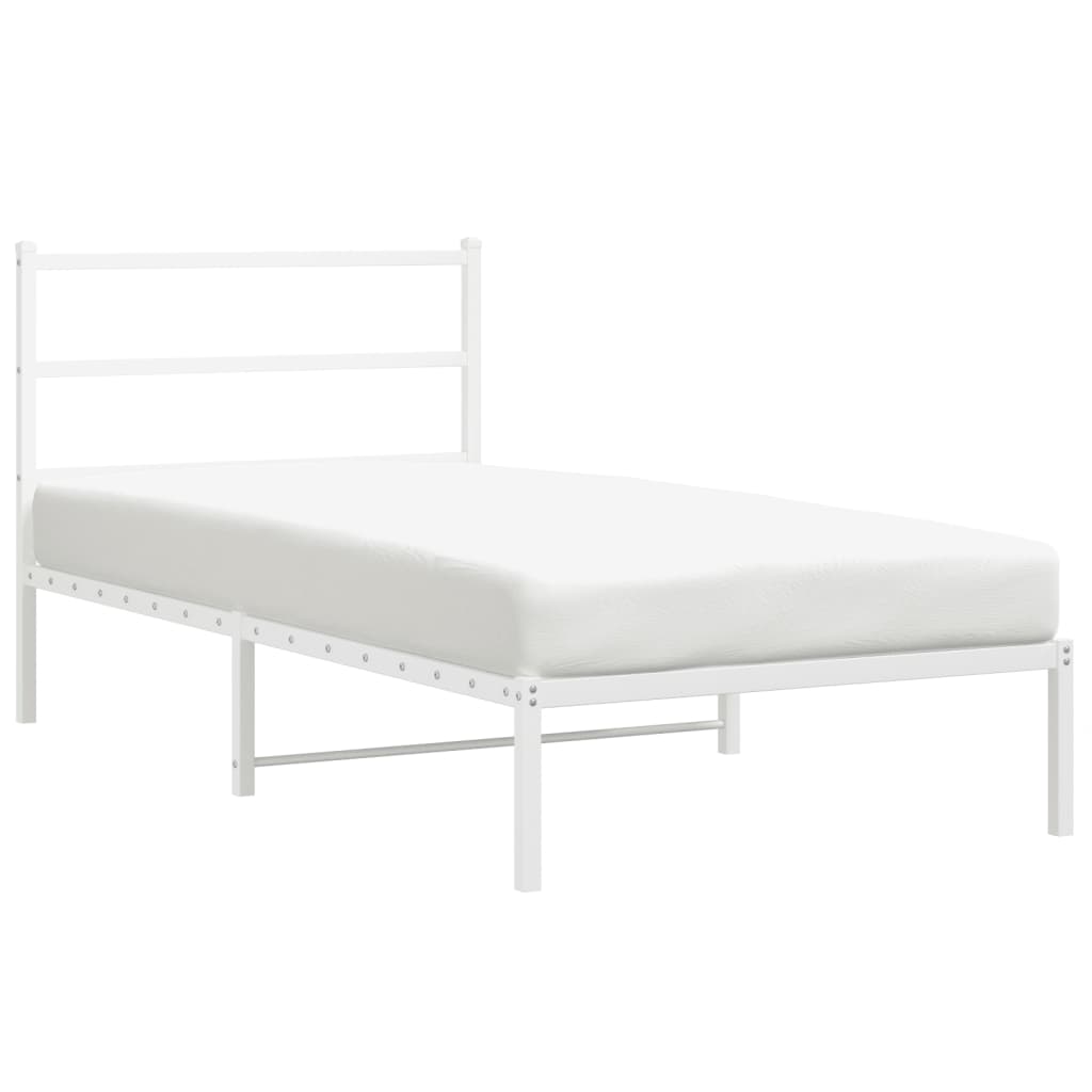 vidaXL Cadre de lit métal sans matelas et tête de lit blanc 100x200 cm