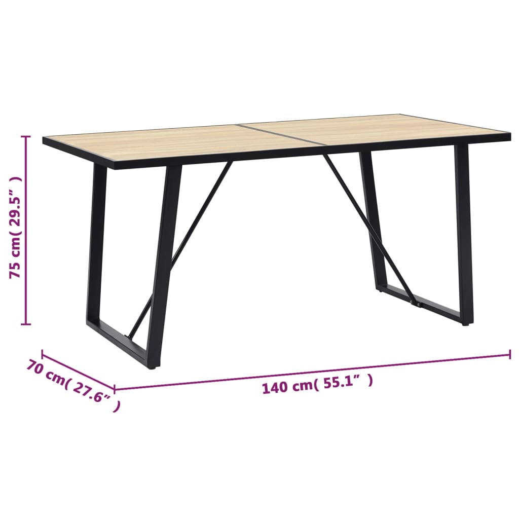vidaXL Table de salle à manger Chêne 140x70x75 cm MDF
