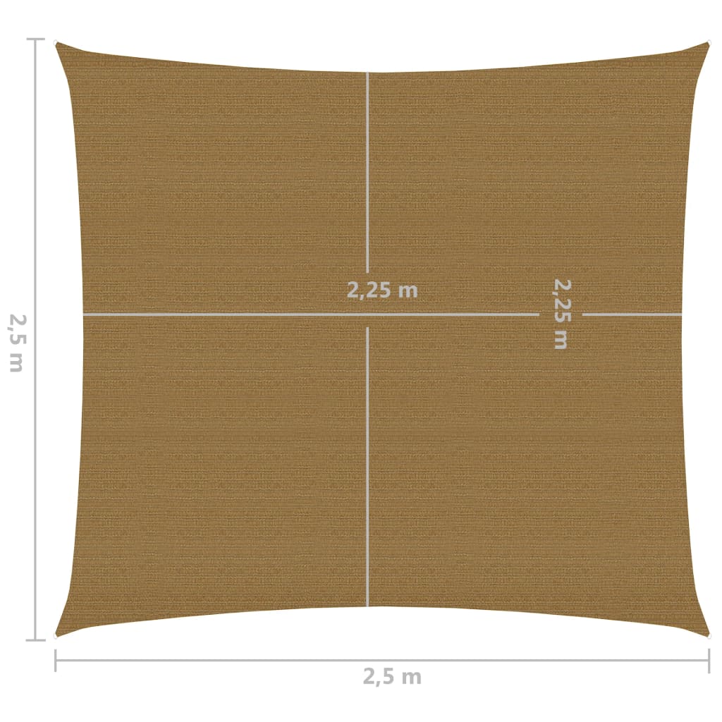 vidaXL Voile d'ombrage 160 g/m² Taupe 2,5x2,5 m PEHD