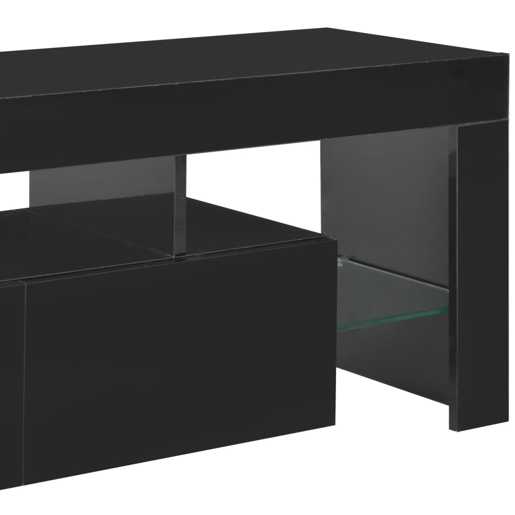 vidaXL Meuble TV avec lumière LED noir brillant 130x35x45 cm