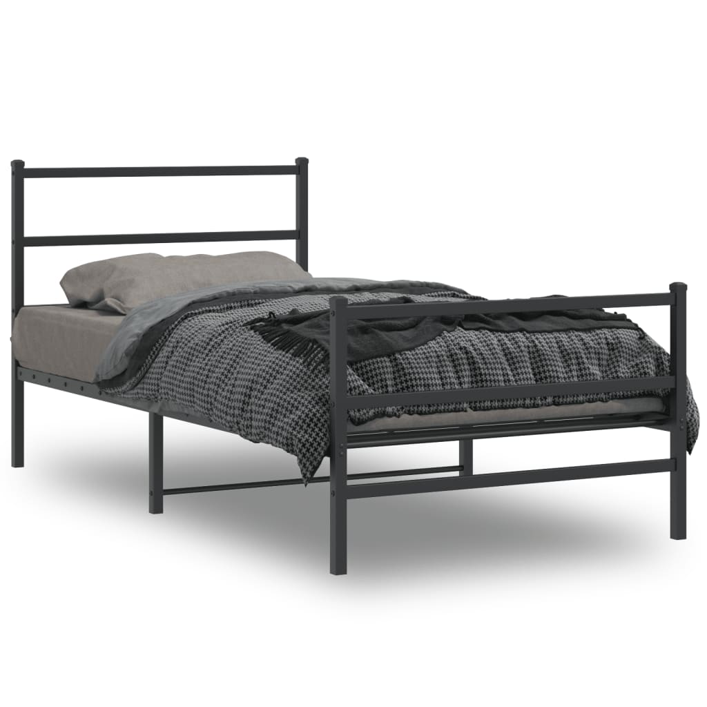 vidaXL Cadre de lit métal sans matelas avec pied de lit noir 100x190cm