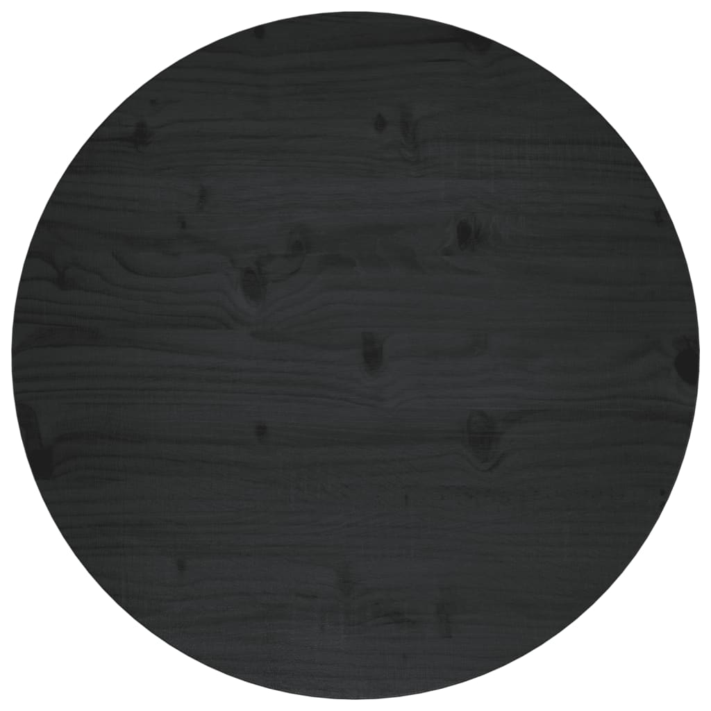 vidaXL Dessus de table Noir Ø60x2,5 cm Bois de pin massif