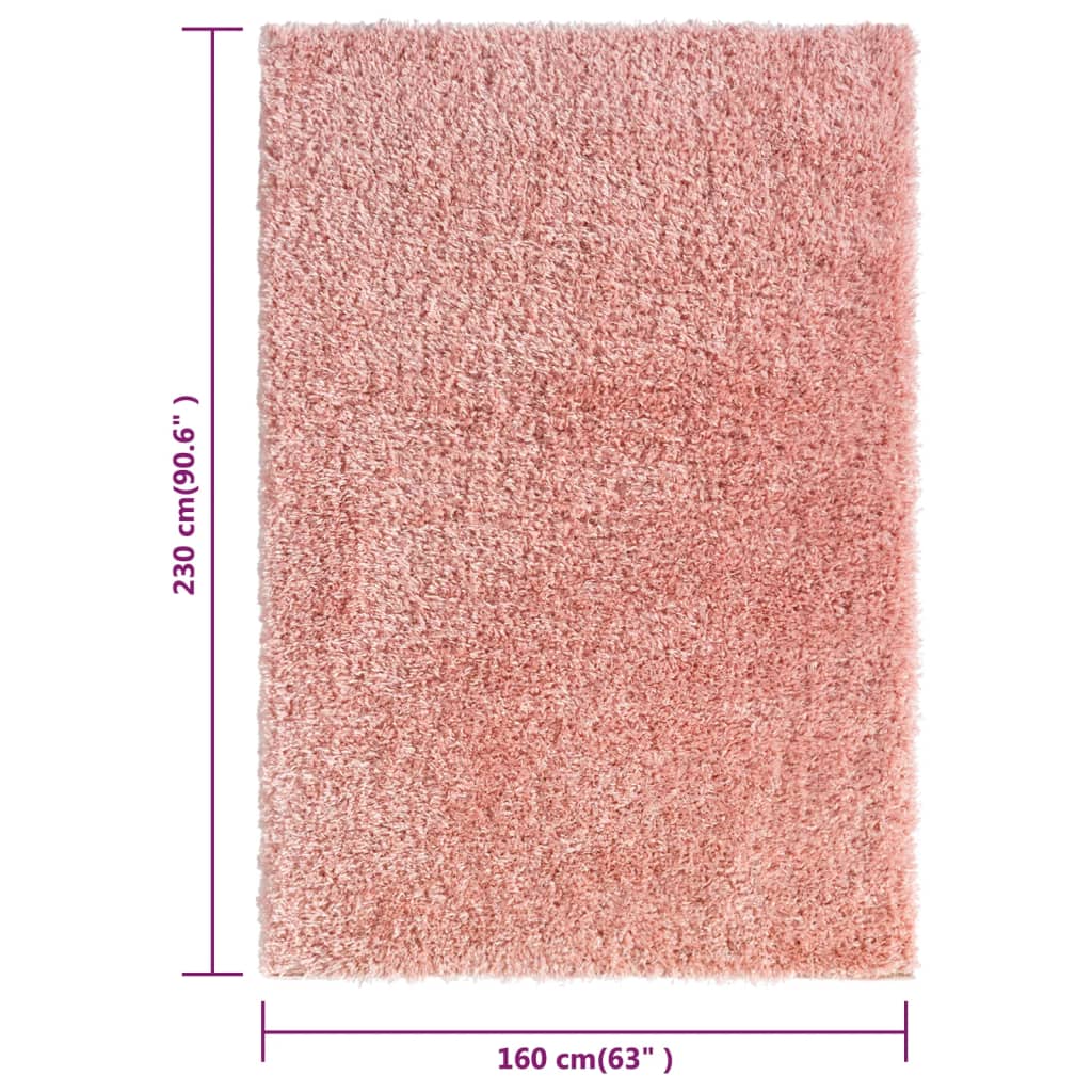 vidaXL Tapis shaggy à poils hauts Rose 160x230 cm 50 mm