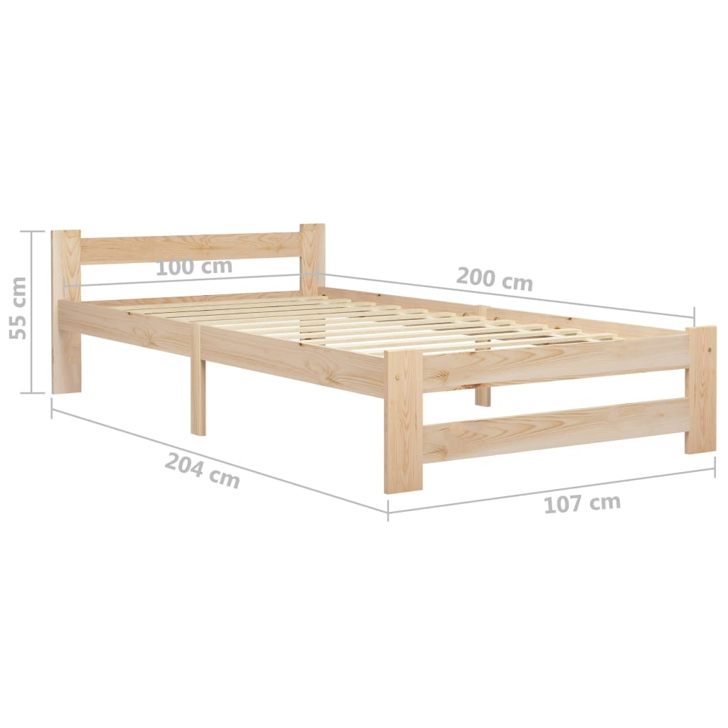 vidaXL Cadre de lit sans matelas bois massif de pin 100x200 cm