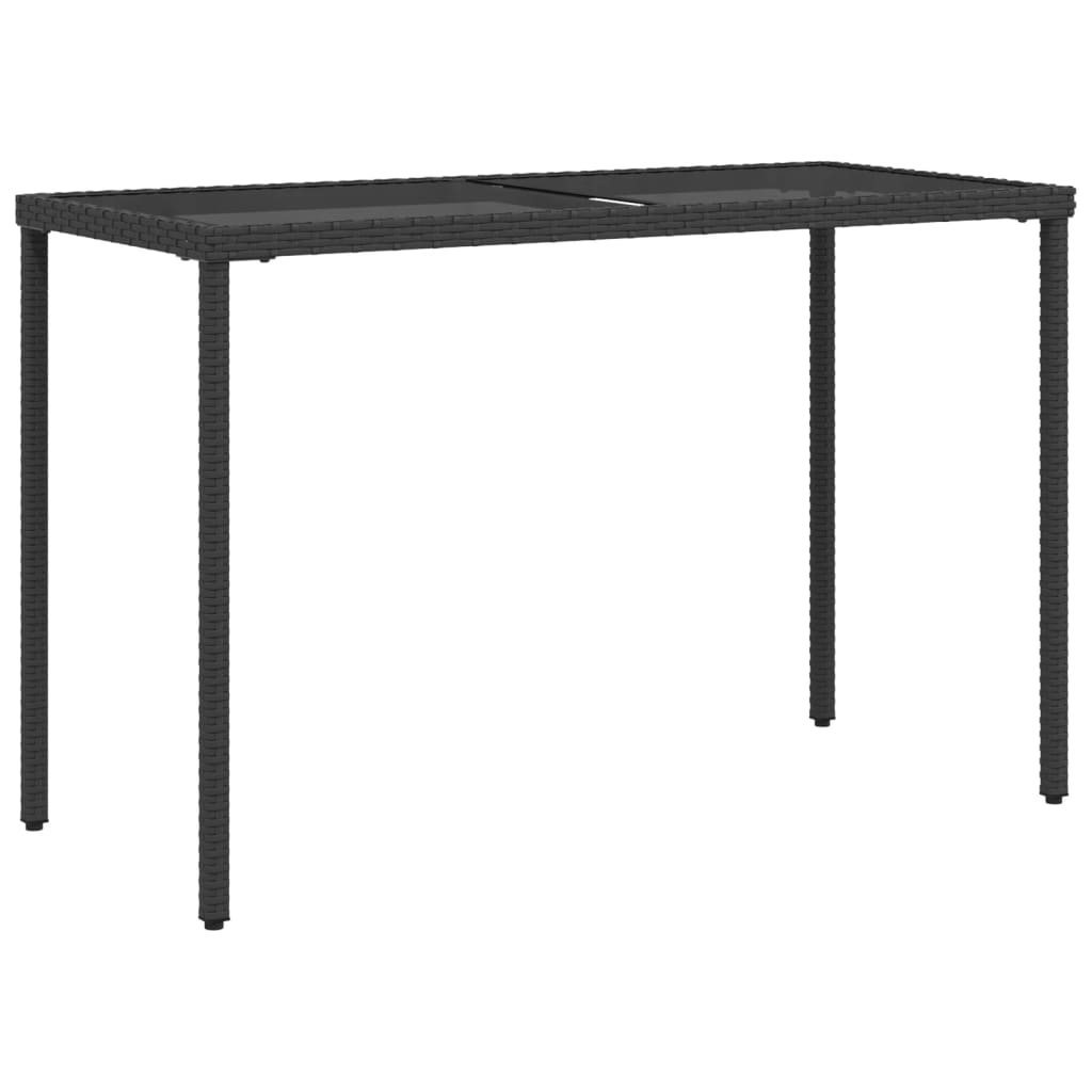 vidaXL Table de jardin dessus en verre noir 115x54x74cm résine tressée