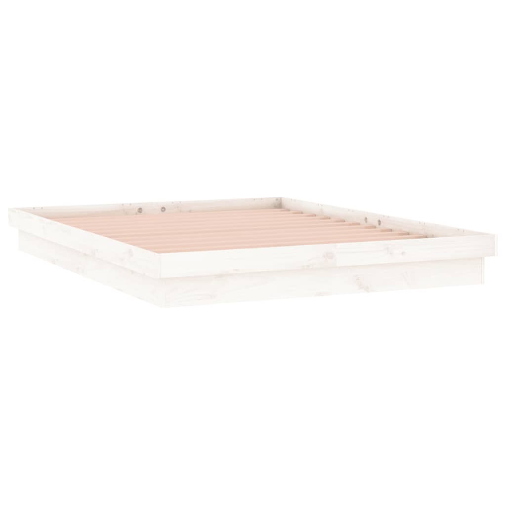 vidaXL Cadre de lit à LED blanc 180x200 cm Super King bois massif