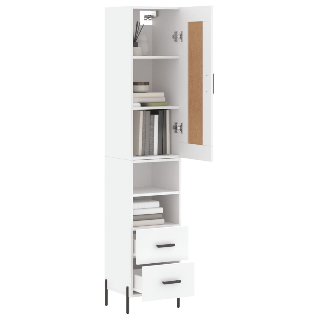 vidaXL Buffet haut Blanc 34,5x34x180 cm Bois d'ingénierie