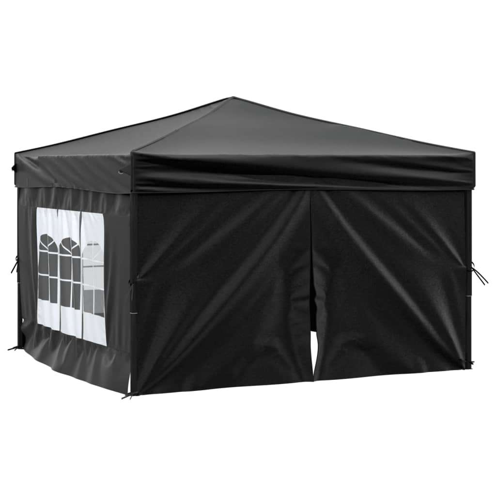 vidaXL Tente de réception pliable avec parois Noir 3x3 m