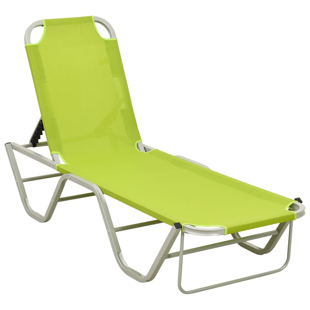 vidaXL Chaise longue aluminium et textilène vert