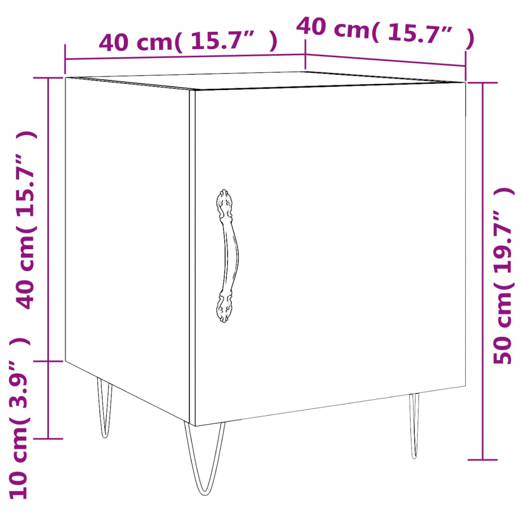 vidaXL Table de chevet noir 40x40x50 cm bois d’ingénierie