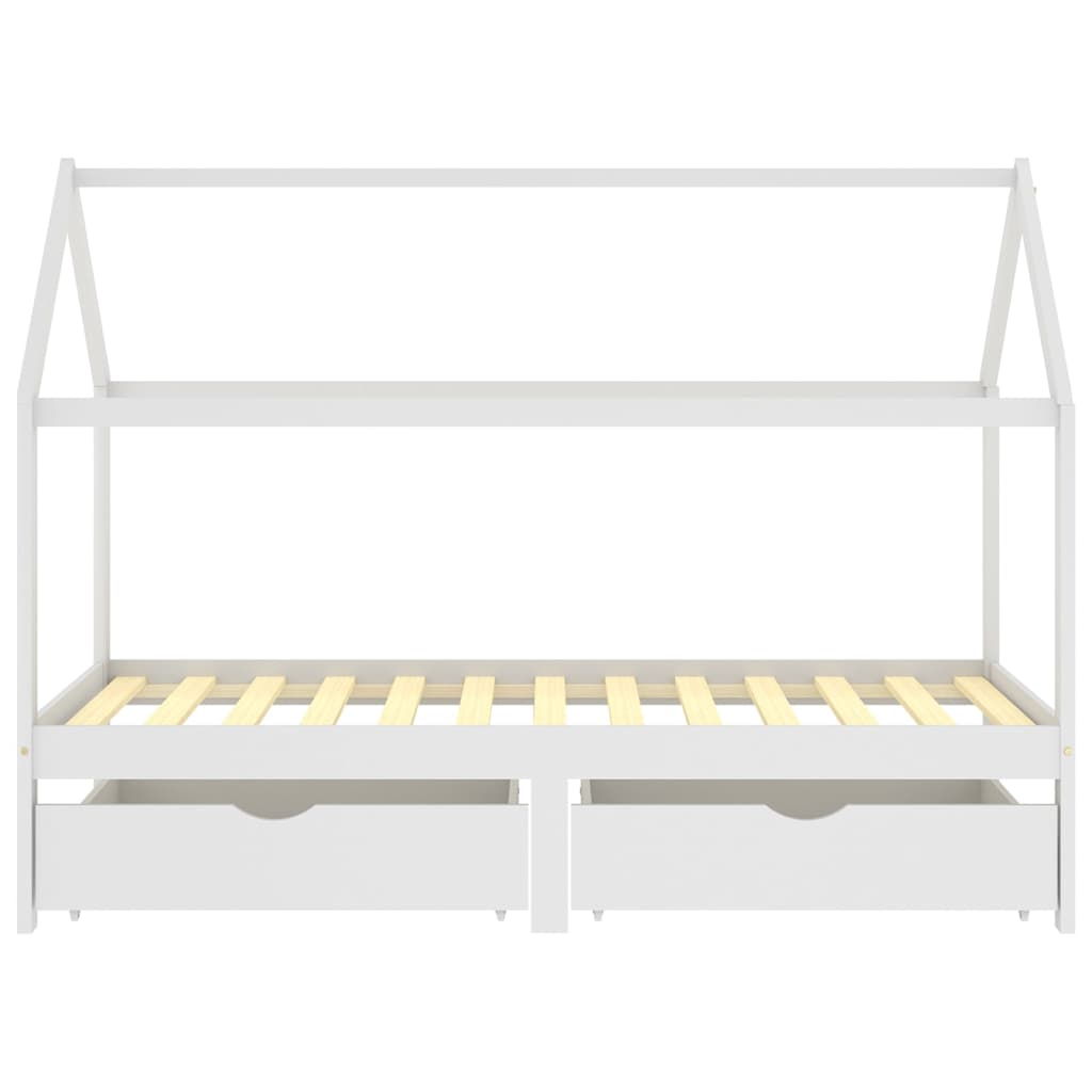vidaXL Cadre de lit d'enfant avec tiroirs Blanc Pin massif 90x200 cm