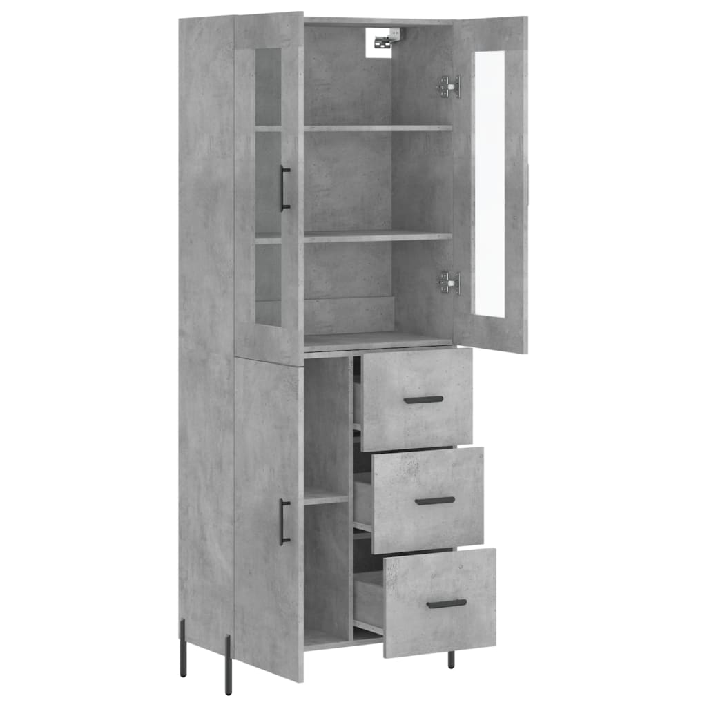 vidaXL Buffet haut Gris béton 69,5x34x180 cm Bois d'ingénierie