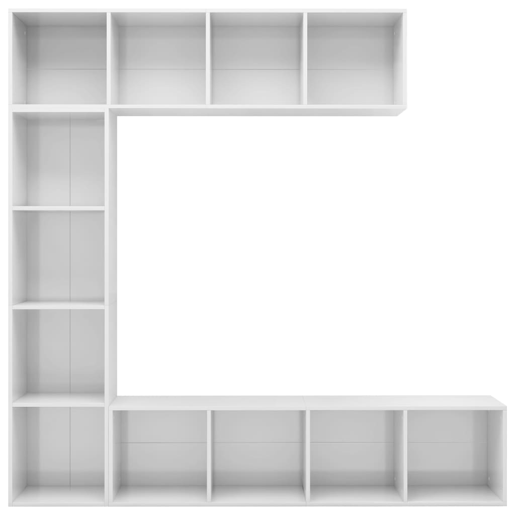 vidaXL Jeu de bibliothèque/meuble TV 3 pcs Blanc brillant 180x30x180cm