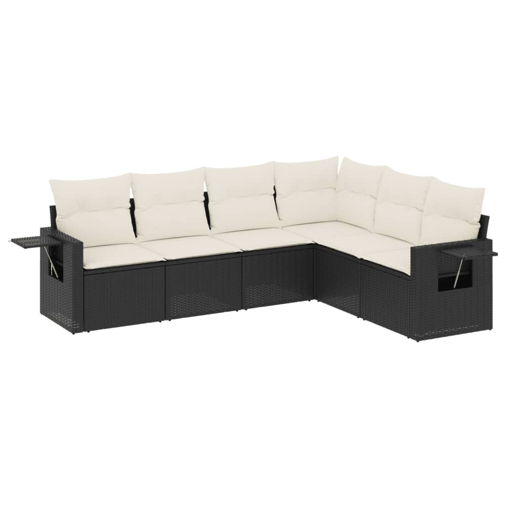 vidaXL Salon de jardin 6 pcs avec coussins noir résine tressée