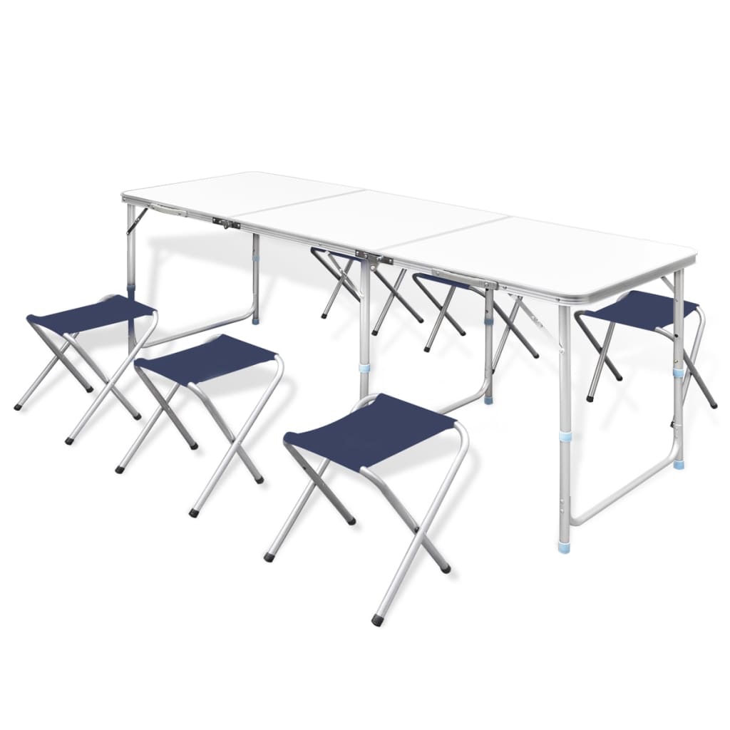 vidaXL Jeu de table pliable de camping et 6 tabourets 180x60 cm