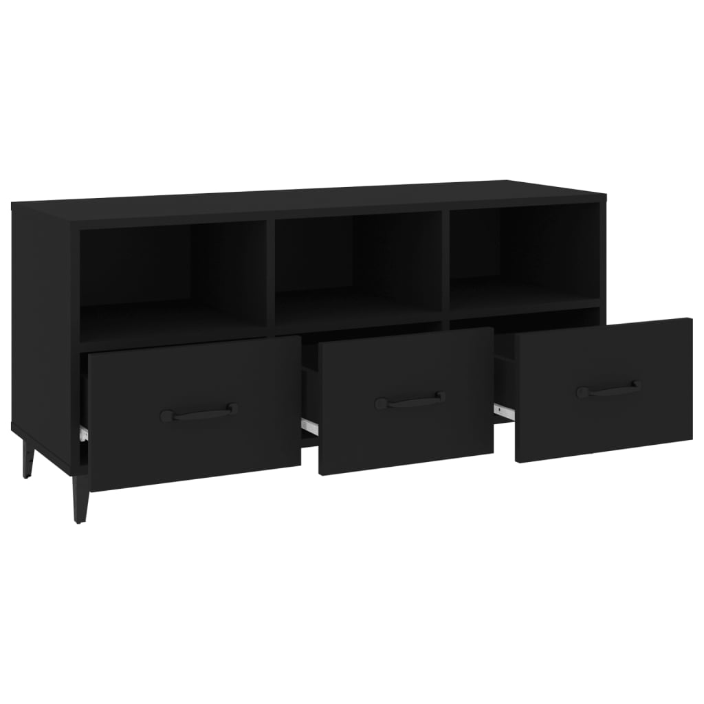 vidaXL Meuble TV Noir 102x35x50 cm Bois d'ingénierie