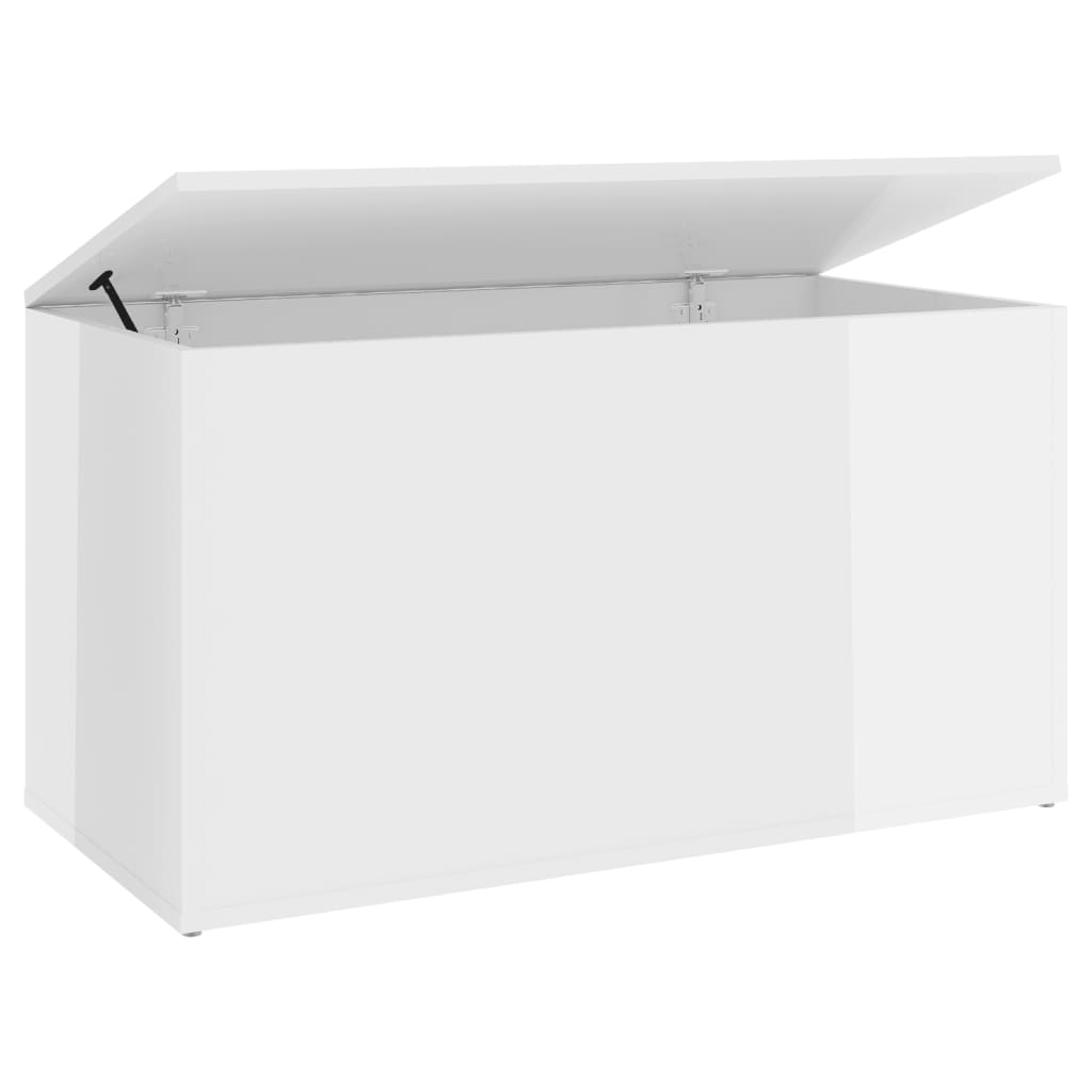 vidaXL Coffre de rangement Blanc brillant 84x42x46cm Bois d'ingénierie