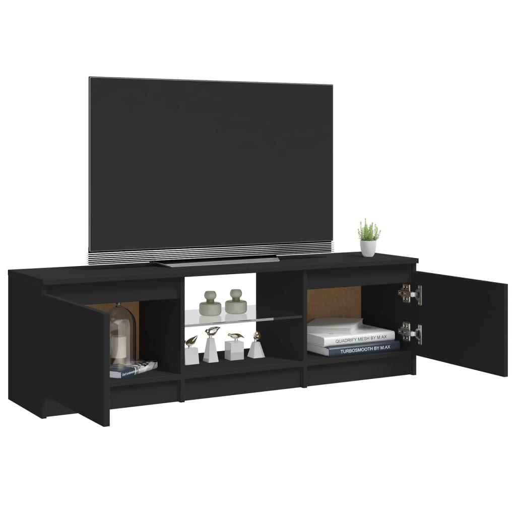vidaXL Meuble TV avec lumières LED Noir 120x30x35,5 cm