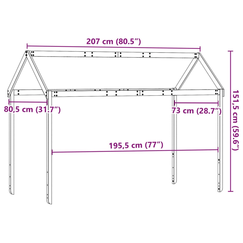 vidaXL Toit de lit pour enfants 207x80,5x151,5 cm bois de pin massif