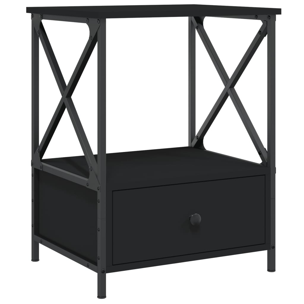 vidaXL Table de chevet noir 50x41x65 cm bois d’ingénierie