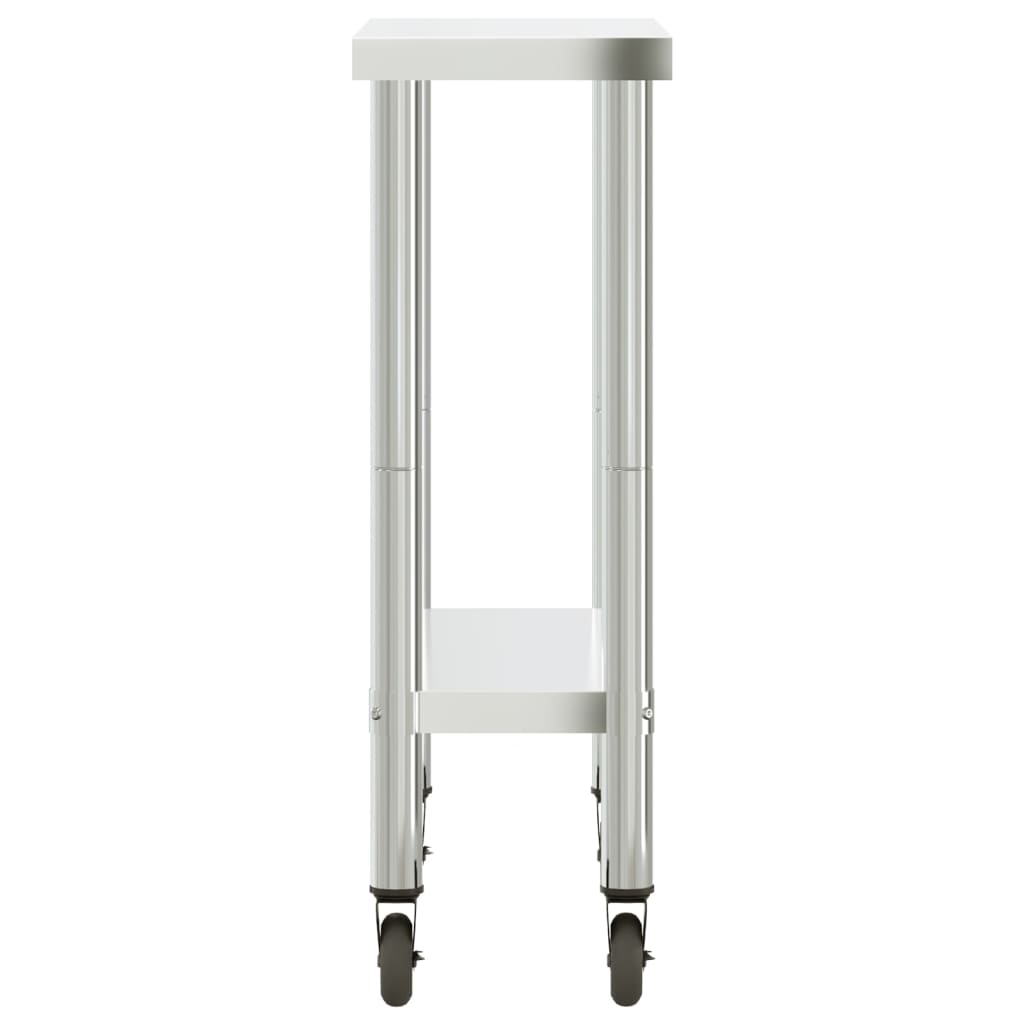 vidaXL Table de travail de cuisine avec roues 82,5x30x85 cm inox