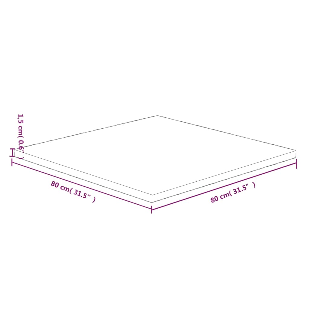 vidaXL Dessus de table carré Marron foncé80x80x1,5cm Bois chêne traité